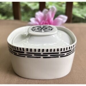 Block Langenthal Switzerland Transition White & Black Sugar Bowl Octagon Retro